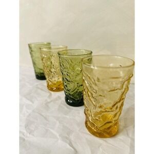 Anchor Hocking Milano Lido Honey Gold & Avocado Juice Glasses Set of 4 - 4"